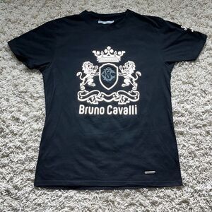 Bruno Cavalli Men’s Red Graphic Raised Print Logo T-Shirt Tee Size M